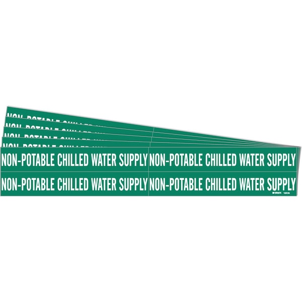 NON-POTABLE CHILLED WATER SUPPLY Pipe Marker Style 4 WT on GN 4 per Card, 5 PK